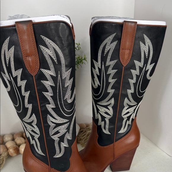 Dolce Vita Blanch Cowboy Boot Size 7.5 Brown/Black NWOB - Picture 3 of 11